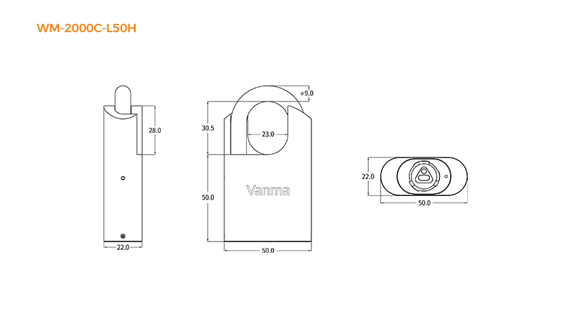 Padlock WM 2000C L50H dimensions