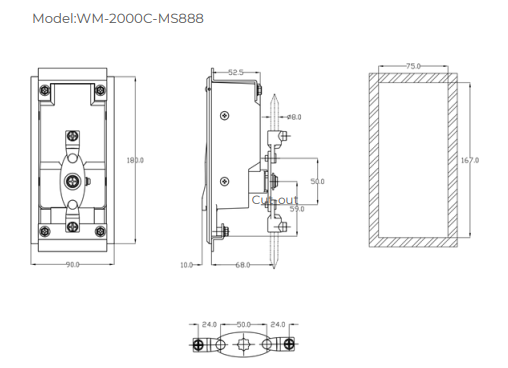 smart distribution box lock ms888 dimensions