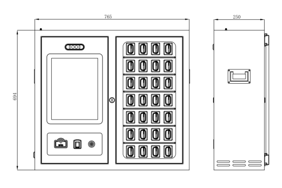 Smart Electric Cabinet (Wall Mounted) EKWM-28 dimensions